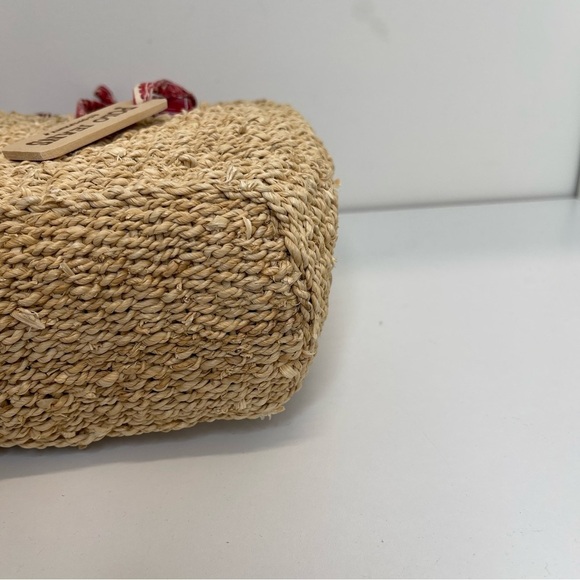 Polo Ralph Lauren VTG Raffia Small Shoulder bucket Bag bandanna interior Y2K - Picture 7 of 10